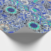  blauw William Morris's Corncockle Cadeaupapier (Hoek)