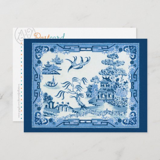 Blauw Willow Briefkaart (Voorkant / Achterkant)