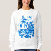 Blauw Willow China Design Sweatshirt Top (Voorkant)