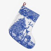 Blauw Willow Deer Dird Xmas - Eigen bos Grote Kerstsok (Voorkant (Hangend))