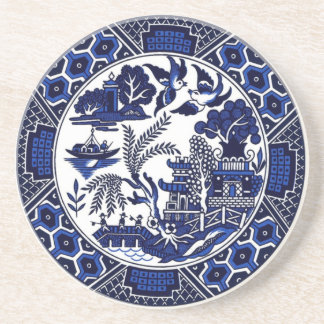 Blauw Willow Design-Onderzetters Zandsteen Onderzetter