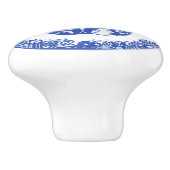 Blauw Willow Design Rabbit Bunny Cute Facs left Keramische Knop (Zijkant)