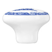 Blauw Willow Design Squirrel Whimsical Facts right Keramische Knop (Zijkant)