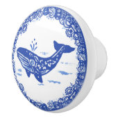 Blauw Willow Design Whale Whimsical Facets left Keramische Knop (Rechts)