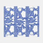 Blauw Willow Konijn Bloemen Chinoiserie Bunny Desi Fleece Deken (Voorkant (Horizontaal))