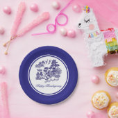 Blauw Willow Patroon Uw Groet of Vakantie Papieren Bordje (Feest)