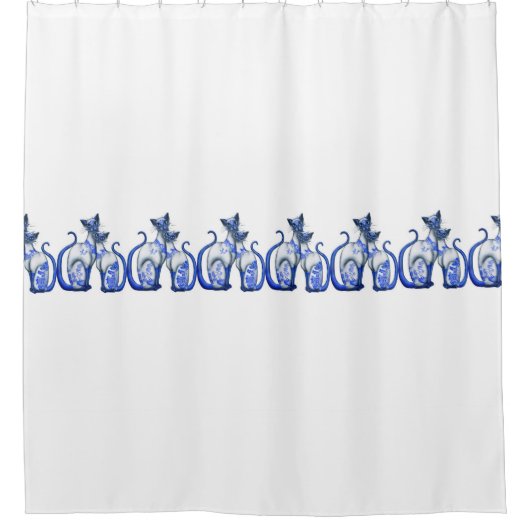 Blauw Willow Siamese katten — Showgordijn Douchegordijn (Voorkant)