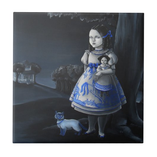 Blauw Willow Tegeltje (Voorkant)