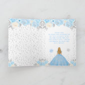 Blauw Winter Blond Haar Prinses Verjaardagsfeest Bedankkaart (Binnen)
