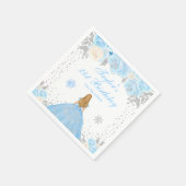 Blauw Winter Blond Haar Prinses Verjaardagsfeest Servet (Hoek)