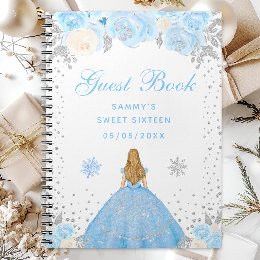 Blauw Winter Blond Haar Prinses Zoet Zestien Notitieboek