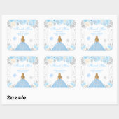 Blauw Winter Blond Haar Prinses Zoet Zestien Vierkante Sticker (Vel)