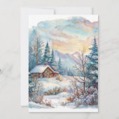 Blauw Winter Bos Landschap Wedding Kaart (Achterkant)
