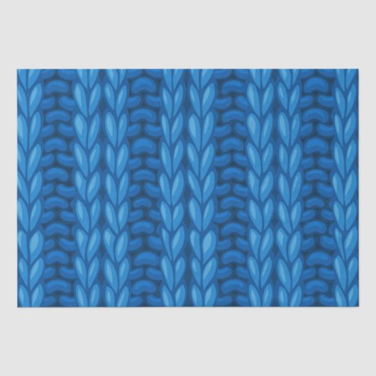 Blauw Winter Breien Wollen Patroon Tissuepapier (Voorkant)