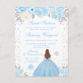 Blauw Winter Bruin Haar Prinses Zoet Zestien Briefkaart (Voorkant)
