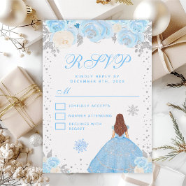 Blauw Winter Bruin Haar Prinses Zoet Zestien RSVP Kaartje