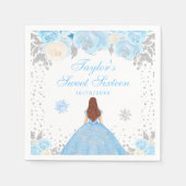 Blauw Winter Bruin Haar Prinses Zoet Zestien Servet (Voorkant)