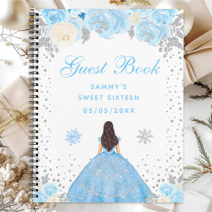 Blauw Winter Brunette Haar Prinses Zoet Zestien Notitieboek