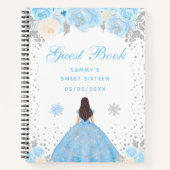 Blauw Winter Brunette Haar Prinses Zoet Zestien Notitieboek (Voorkant)