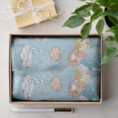 Blauw Winter Cocoa & Gemberkoek Patroon Tissuepapier (Geschenk)