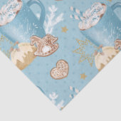 Blauw Winter Cocoa & Gemberkoek Patroon Tissuepapier (Detail)