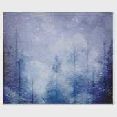 Blauw winter dennenbos cadeaupapier (Vlak)