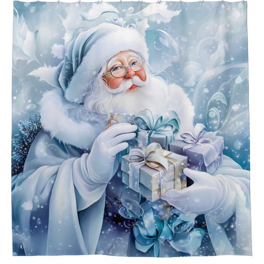 Blauw Winter Douchegordijn (Voorkant)