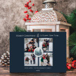 Blauw Winter Forest Bloemen Fotocollage Feestdagenkaart<br><div class="desc">Deel de magie van het seizoen met deze Blue Winter Forest Floral Photo Collage Holiday Kaart, gemaakt om uw feestelijke sfeer te laten zien. Deze vakantiefoto-begroeting heeft een eenvoudige lay-out met een serene waterverf bosscène en delicate winterbosbloemaccenten, die prachtig een collage van vier foto's van uw familiefoto's markeren. Moderne typografie...</div>