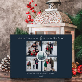 Blauw Winter Forest Bloemen Fotocollage Feestdagenkaart