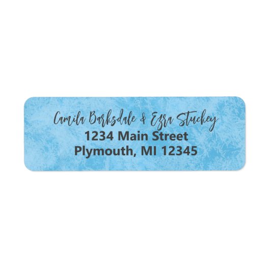 Blauw Winter Frost Bruiloft Adres Label (Voorkant)