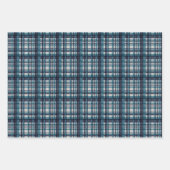 Blauw winter geruit assortiment inpakpapier vel (Voorkant)