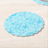 Blauw Winter Geschenk & Hulst, Kerstfeest Set Kartonnen Onderzetters (Gekanteld)