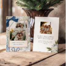 Blauw Winter Grandmillennial Familie Foto Kerstmis