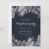 Blauw Winter Groen Kerstfeest Uitnodiging (Voorkant)