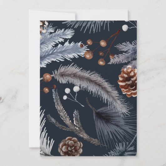 Blauw Winter Groen Kerstfeest Uitnodiging (Achterkant)