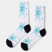 Blauw Winter Kerst Wispelturige Sneeuwvlokken Patr Sokken (Links)