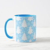 Blauw Winter Kerstboom Sneeuwvlok Patroon Mok (Links)
