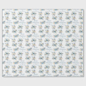 Blauw winter Kerstmis gepersonaliseerd inpakpapier (Vlak)