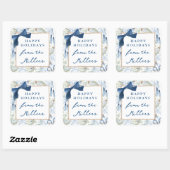Blauw Winter Kerstmis, Plein Vierkante Sticker (Vel)