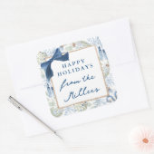 Blauw Winter Kerstmis, Plein Vierkante Sticker (Envelop)