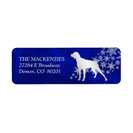 Blauw Winter Kortharige Pointer Retouradres Etiket (Voorkant)