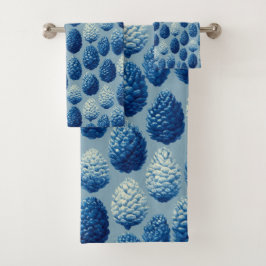 Blauw Winter Pine Cone Patroon Bad Handdoek
