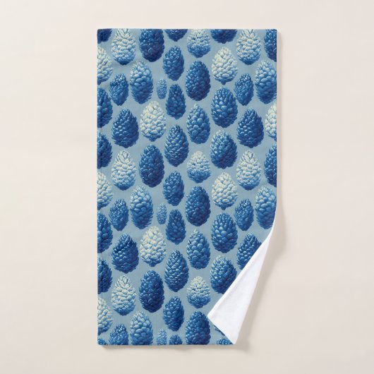 Blauw Winter Pine Cone Patroon Bad Handdoek (Handdoek)