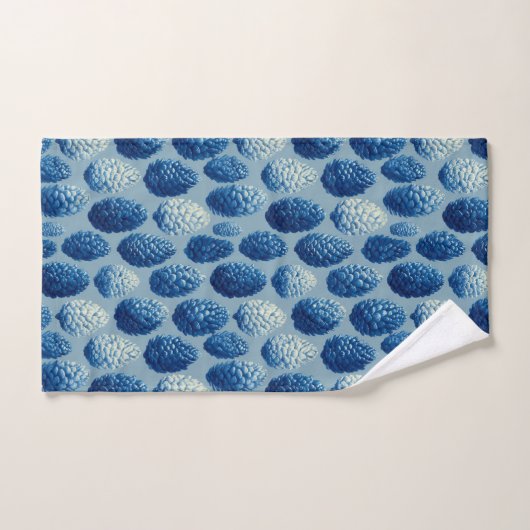Blauw Winter Pine Cone Patroon Bad Handdoek (Handdoek)