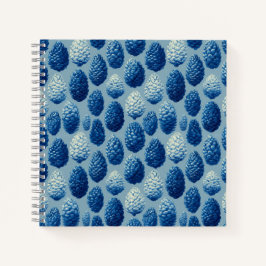 Blauw Winter Pine Cone Patroon Notitieboek