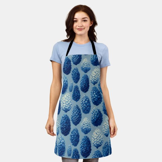 Blauw Winter Pine Cone Patroon Schort (Gedragen)