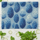 Blauw Winter Pine Cone Patroon Theedoek (Gevouwen)