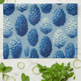 Blauw Winter Pine Cone Patroon Theedoek