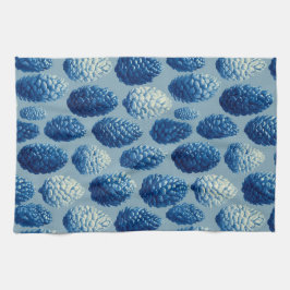 Blauw Winter Pine Cone Patroon Theedoek