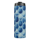 Blauw Winter Pine Cone Patroon Thermosbeker (Voorkant)